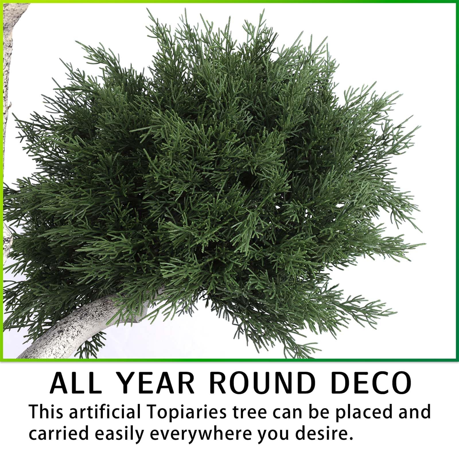 Albero Di Cedro Artificiale Topiaria A Palla - 91 Cm, Finto Cipresso UV Resistant Per Esterno/Interno In Vaso
