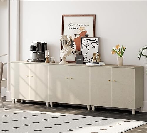 Vista 8 de WAMPAT Aparadores de gabinete de buffet, mesa consola de madera Credenza de 35.4 pulgadas con 2 puertas, armario de almacenamiento de cocina con 3