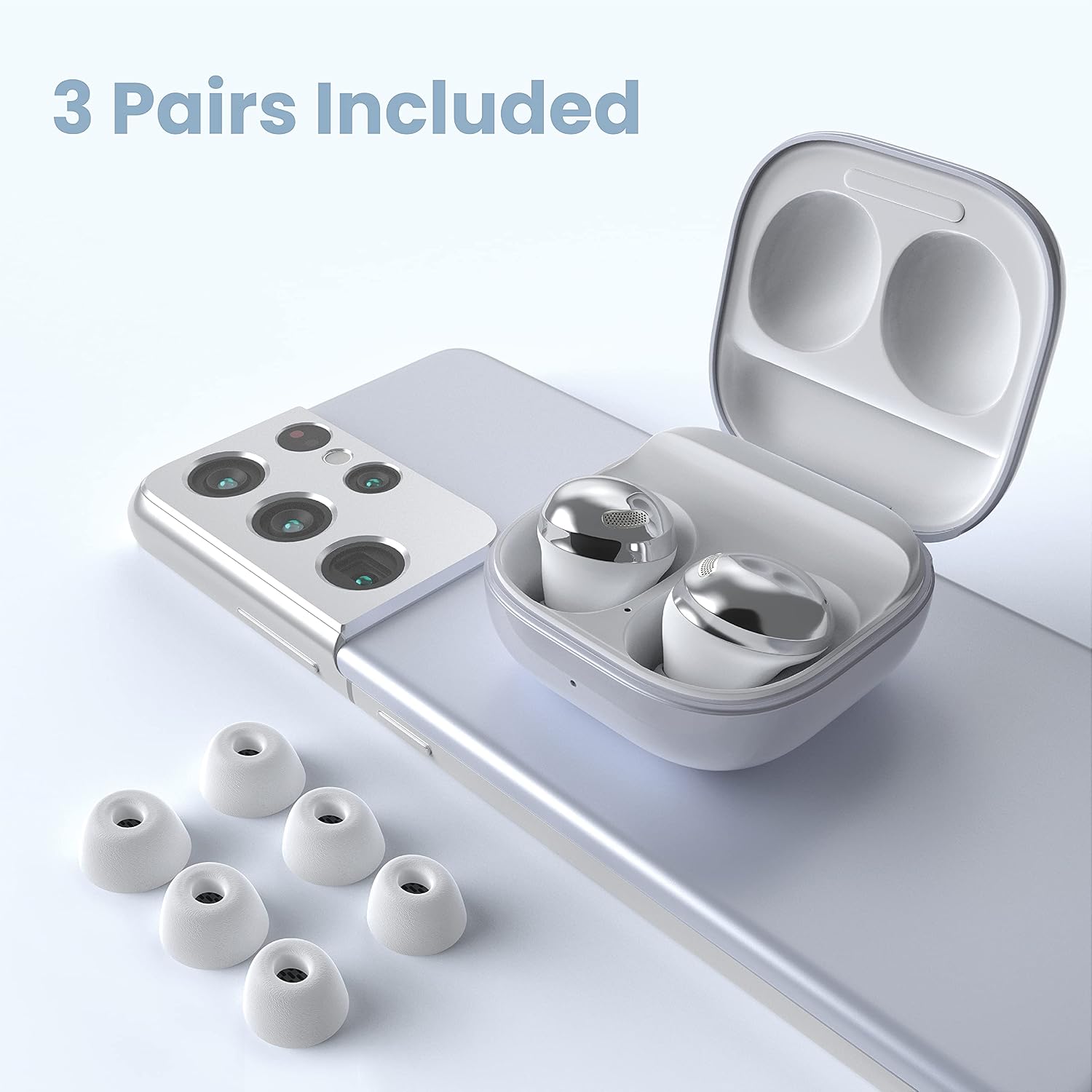 Foam Masters Memory Foam Ear Tips for Samsung Galaxy Buds Pro (and Jabra 85t) | 3 Pairs