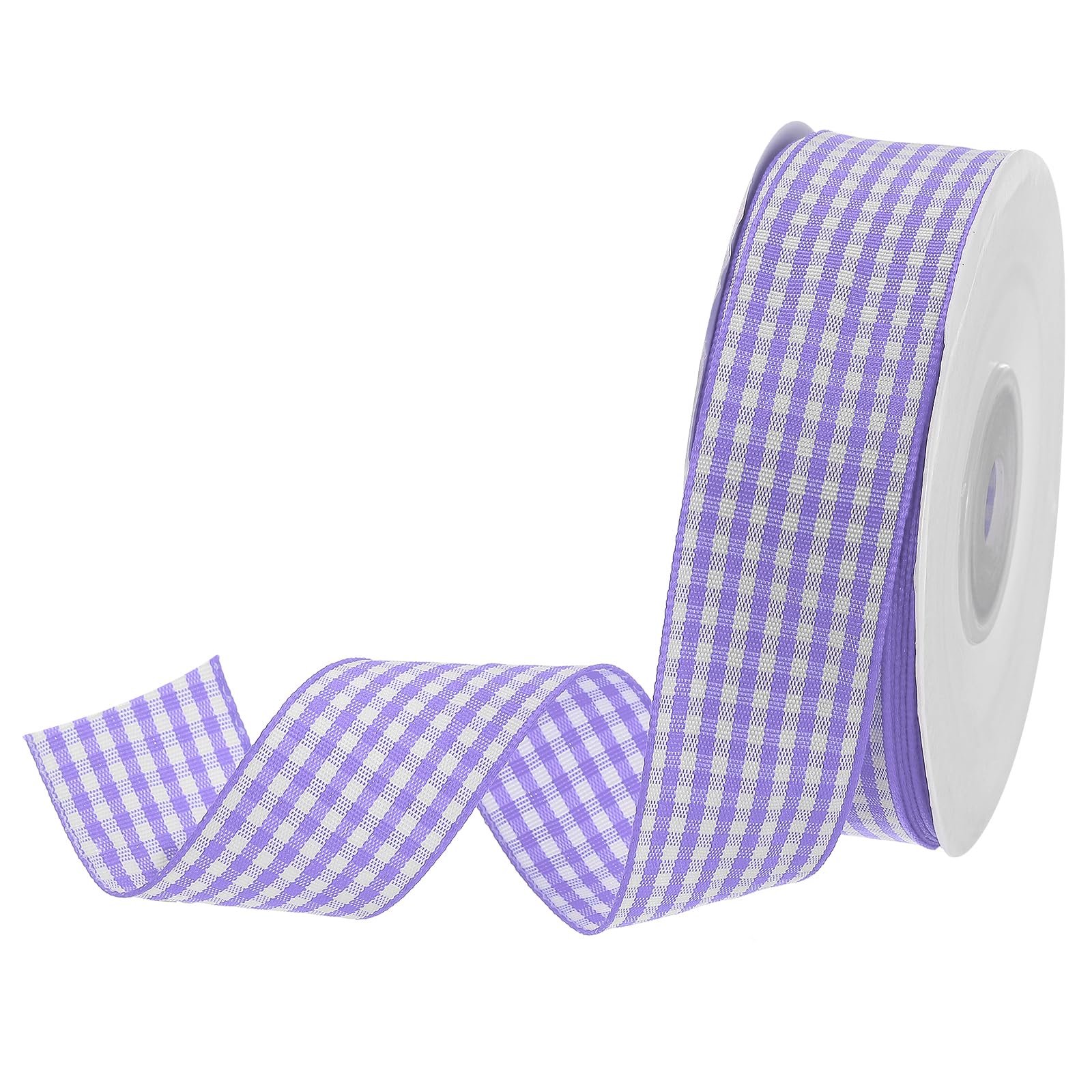 DMiotech 1 Inch 25 Yards Gingham Ribbon, Checkered Ribbon Plaid Ribbon for Gift Wrapping Decoration Art Craft DIY Purple and White