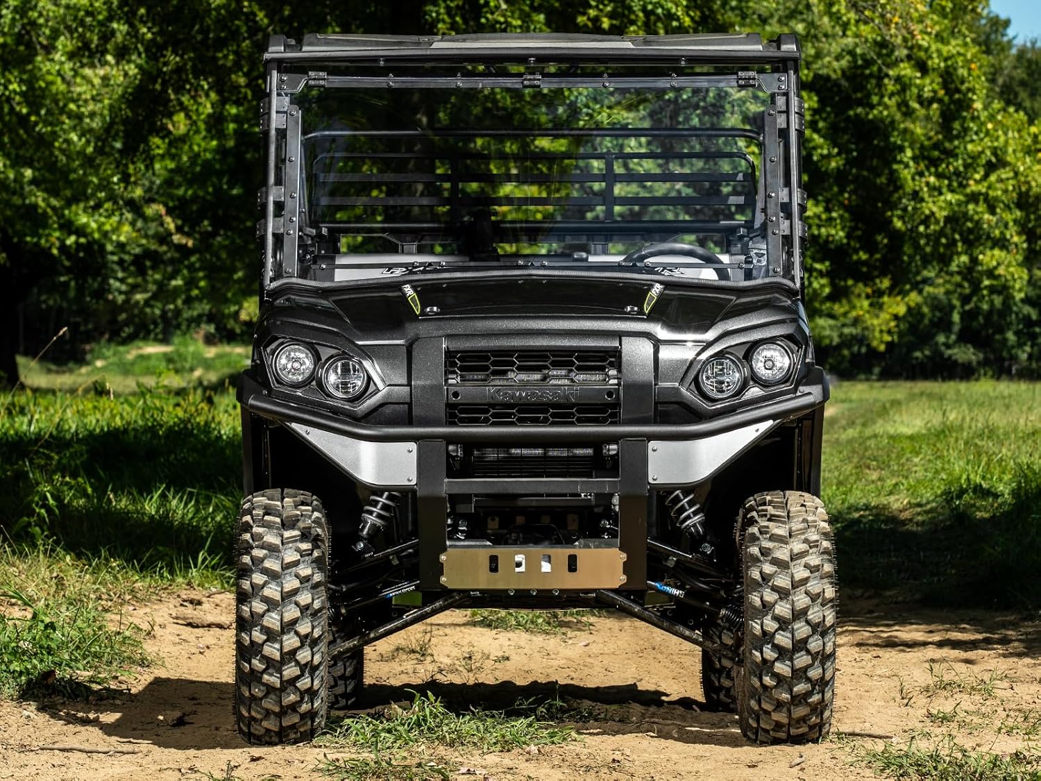 SuperATV Scratch Resistant 3-in-1 Flip Windshield Compatible With Kawasaki Mule Pro FXR 2018+ | Made of 1/4" Polycarbonate 250x Stronger than Glass | Made in the USA