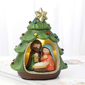 Hodao Conjuntos de presépio para Natal, interior, Natal, presépio, decoração, presépio de Natal, decoração de presépio da sagrada família para presente de decoração de Natal - decoração de casa para
