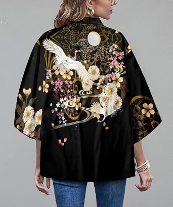 Women's Summer Cardigan Lightweight Kimono Floral Print Loose Cover up Casual Tops