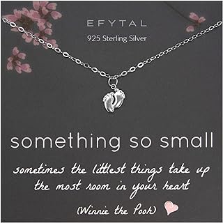 New Mom Gifts, 925 Sterling Silver Personalized Tiny Feet Necklace for Mom to Be