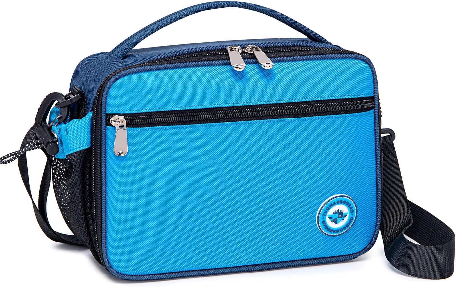 weiatasweiatas Kids Lunch Bag Small Insulated Lunch Box For Boys Girls Toddlers Back to School, Reusable Children Lunch Cooler Tote Bag with Removable Shulder Strap & Pocket (Blue)