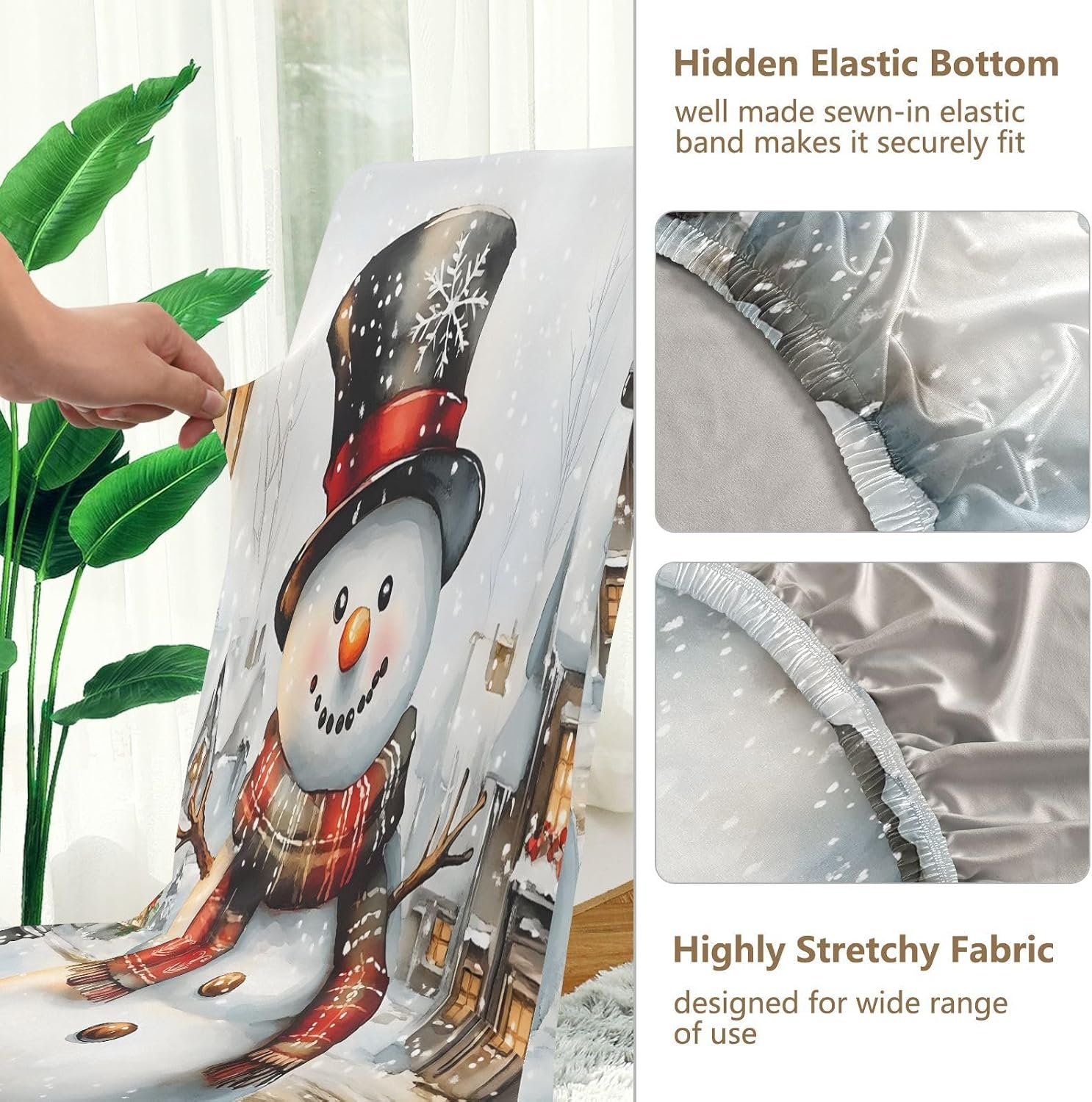 ALAZA Chair Covers for Dining Room, Snowman Street Light Stretch Chair Cover Sets Chair Protector Removable Washable for Ktichen Restaurant Hotel
