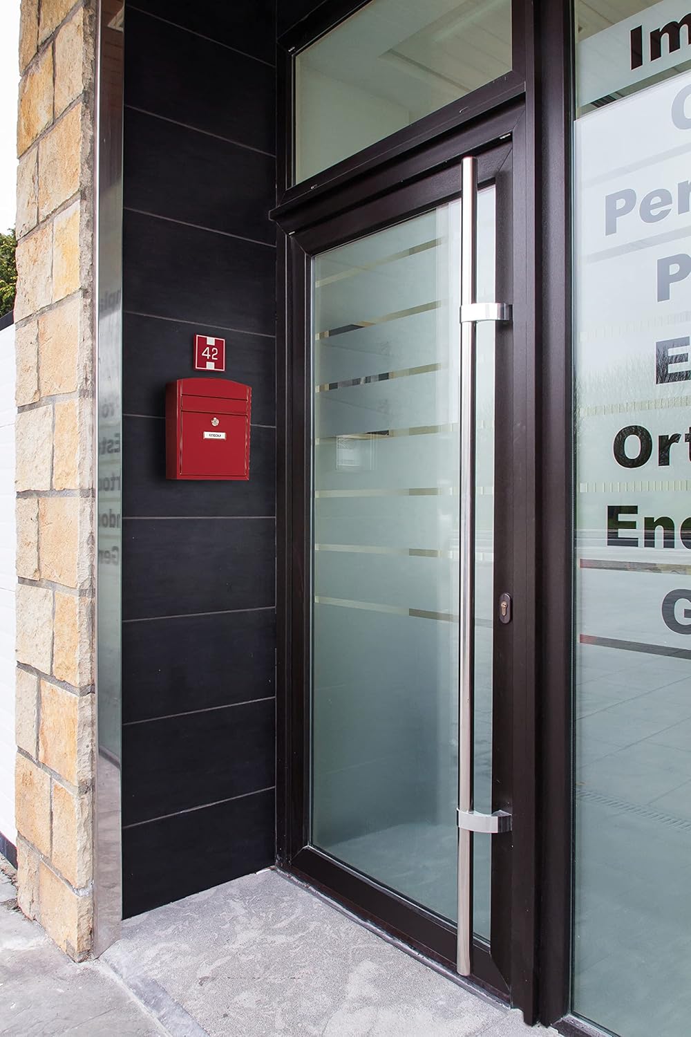 ARREGUI Compact E5736 Individual Stainless Steel Wall Mailbox, Outdoor Mailbox, Size S (DIN A5), Easy to Mount, Red