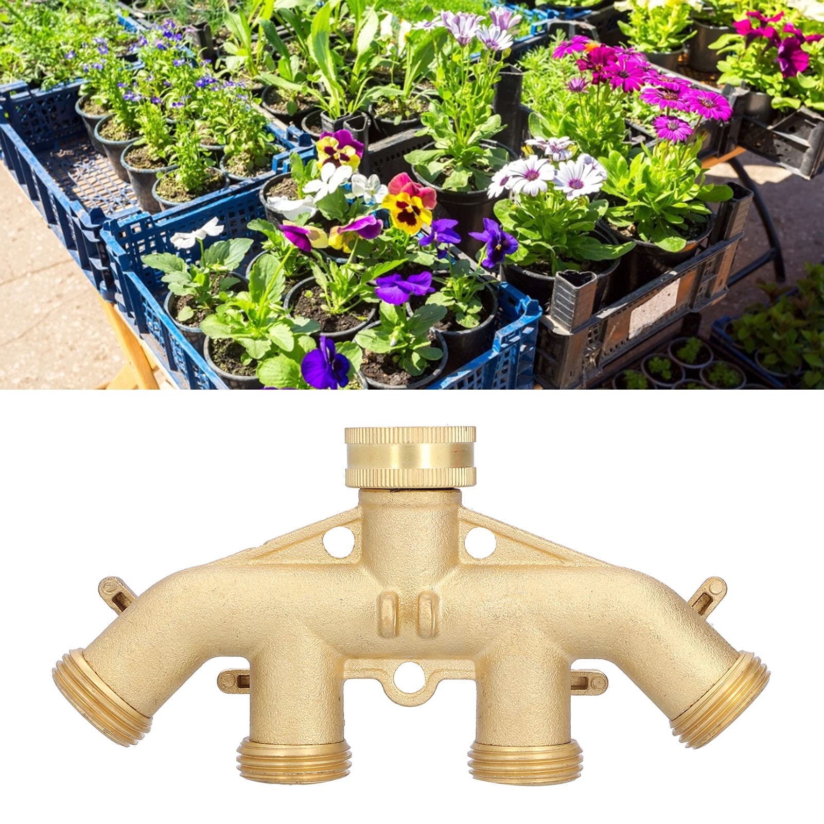 G3 / 4 Sdoppiatore per Tubo a 4 Vie, Adattatore per Rubinetto per Tubo da Giardino in Ottone, Adattatore per Tubo a 4 Vie, connettore per Giunto da Giardino