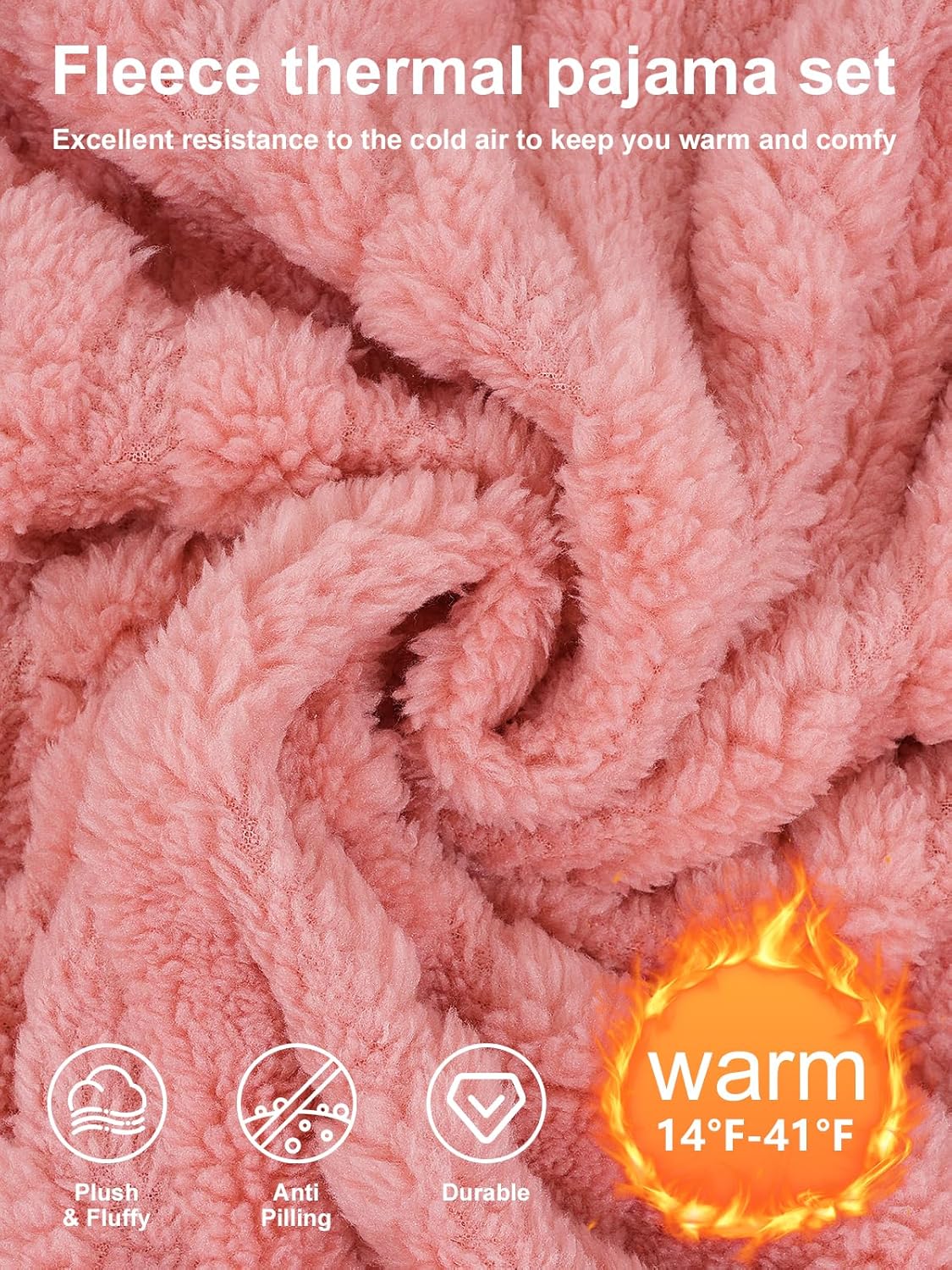 Pajamas for Women Sets Soft Comfy Fluffy Pajama Fleece Pullover Ribbed Pjs Warm Plush Lounge Sleepwear 2 Piece - Image 4