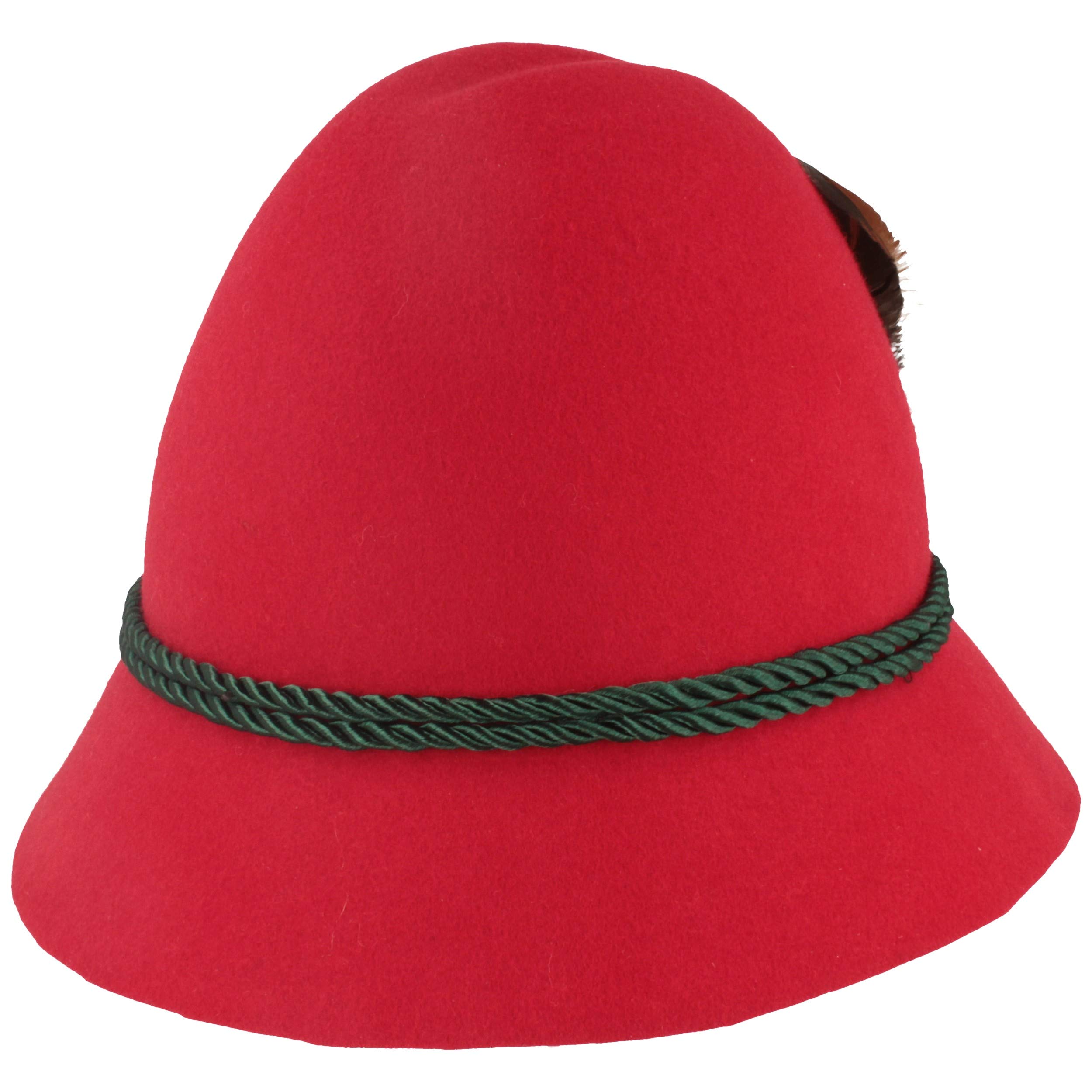 Breiter Cappello per Bambini in Feltro per Costume Regionale Berretto Tradizionale Bavarese 100% Lana con Cordoncino di Seta e Piccola Piuma per Ragazze e Ragazzi