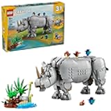 Creator 3 in 1 Wild Animals: Majestic Rhino with Birds Pretend Play Toy for Kids - Safari Toy Building Set for Girls & Boys, Ages 9+ - Build 3 Animals in 1 Kit - Gift for Birthdays - 31171