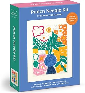 Galison Blooming Wildflowers – DIY Punch Needle Kit Includes 9 Yarns and Punch Needle to Make Beautiful Wildflower Art