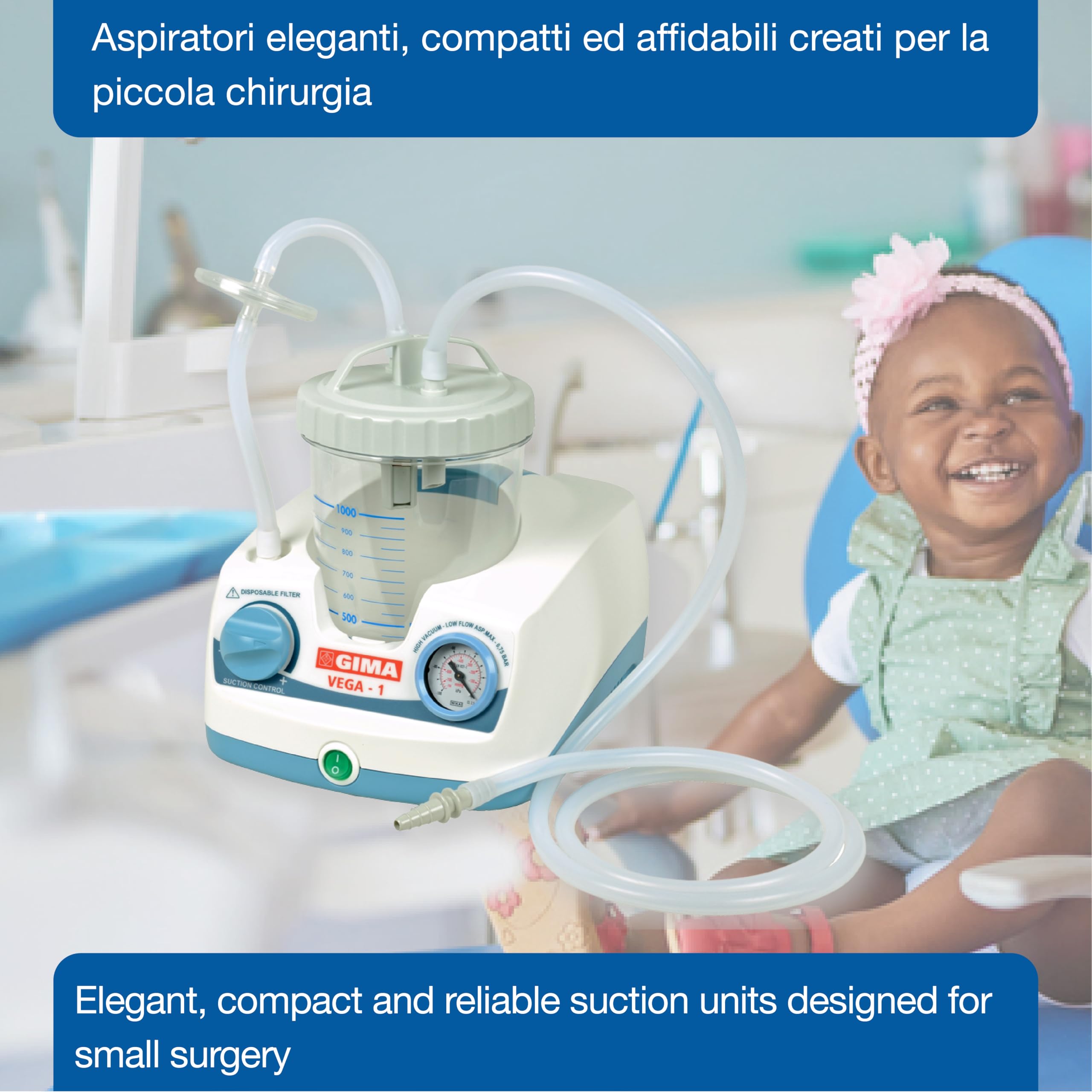 Aspirateur chirurgical Gima Vega Uno compact pour petite chirurgie 28209