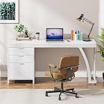 Tribesigns Computer Desk with 3 Drawers, 59-Inch PC Desk with Reversible Drawers, Industrial Study Writing Table Workstation with File Storage for Home Office, White