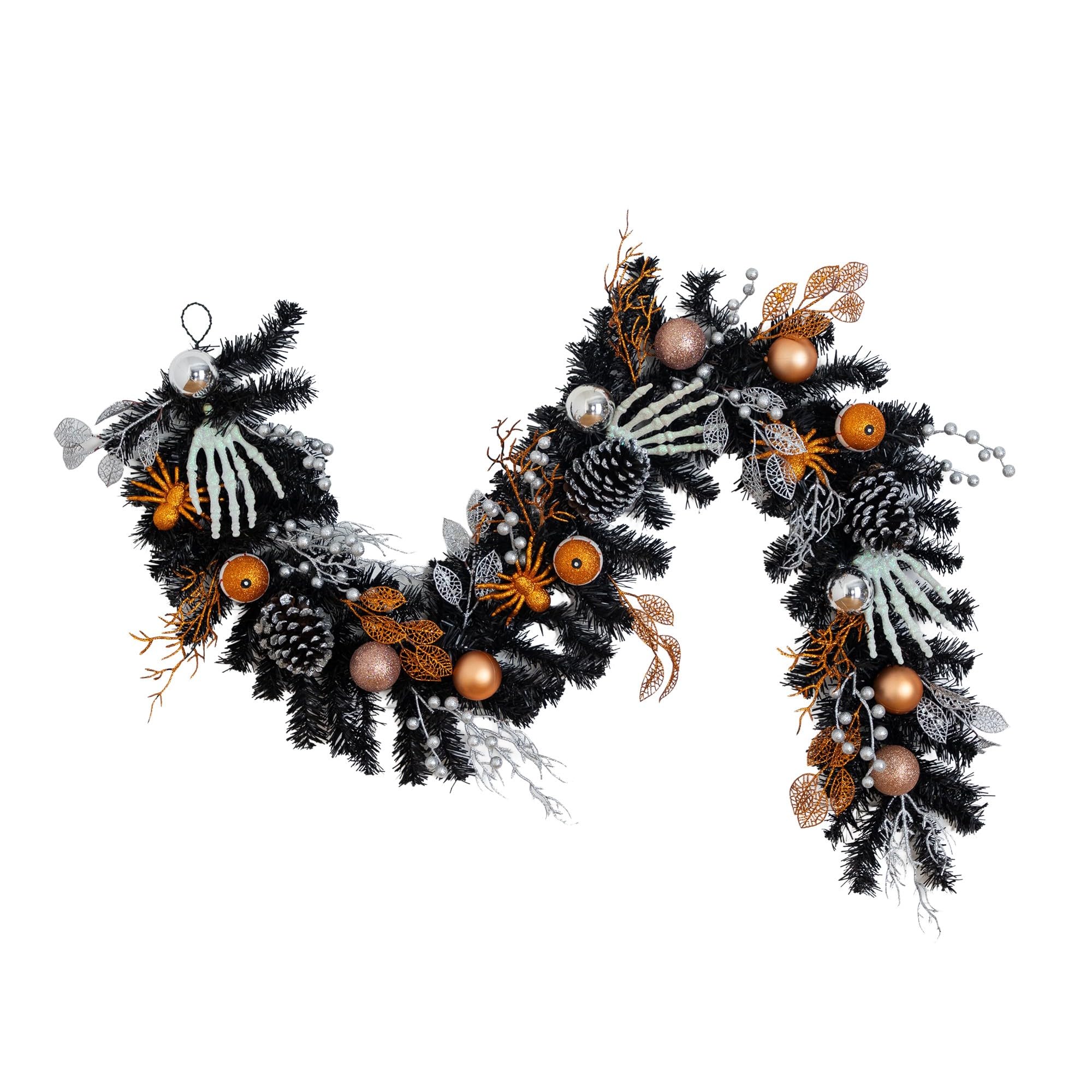 Nearly Natural 6ft Black Artificial Halloween Garland with Creepy Hands
