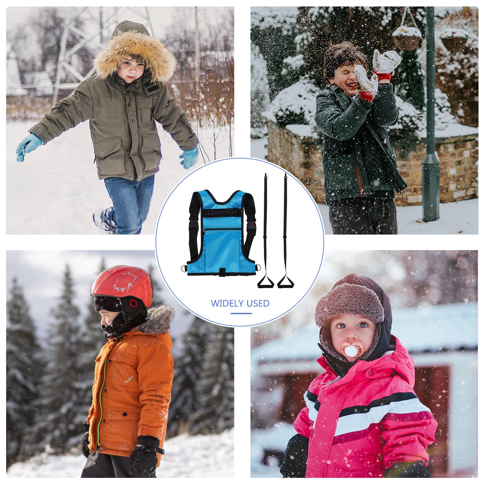 VICASKY Imbracatura Sci Regolabile per Guinzaglio e Tasca Supporto Sicurezza e Controllo Velocità per Apprendimento Sci e Snowboard Imbracatura Allenamento Ragazzo Ragazza