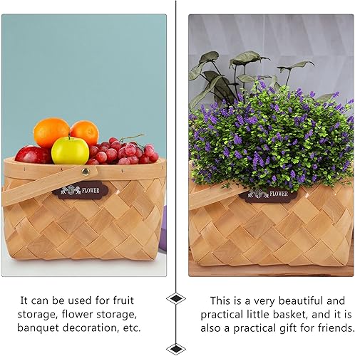 Miniatura 4 de Happyyami 1pc Flowerpot Sundries Storage Basket Seagrass Storage Basket Natural Wicker Basket Picnic Baskets Easter Outdoor Basket Creative Fruit