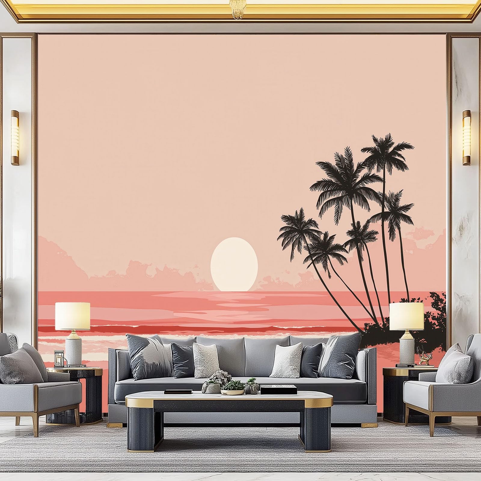 Décoration murale plage et soleil en papier peint panoramique 300x210 pour s'évader dans le salon