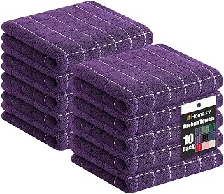 Homaxy 100% Cotton Terry Bulk Kitchen Towels, 10 Pack, Purple | Ultra Soft and Absorbent Dish Towels for Kitchen, Suitable for Drying and Washing Dishes