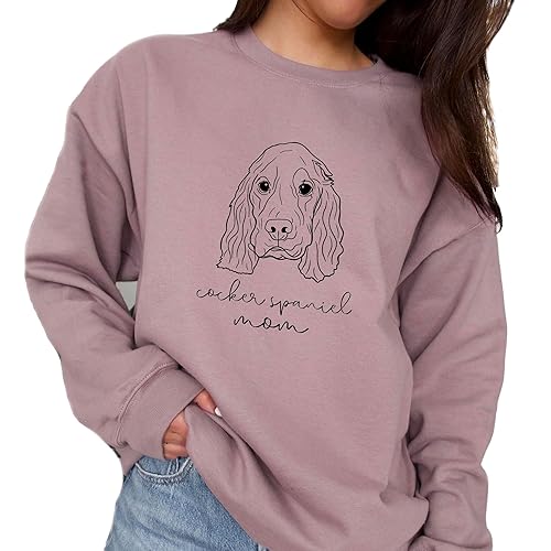 Miniatura 7 de Cocker Spaniel Mama Women's Long Sleeve Crewneck Cocker Spaniel Dog mom Sweatshirt Cocker Spaniel Puppy Print Graphic Shirts Pullover Tops