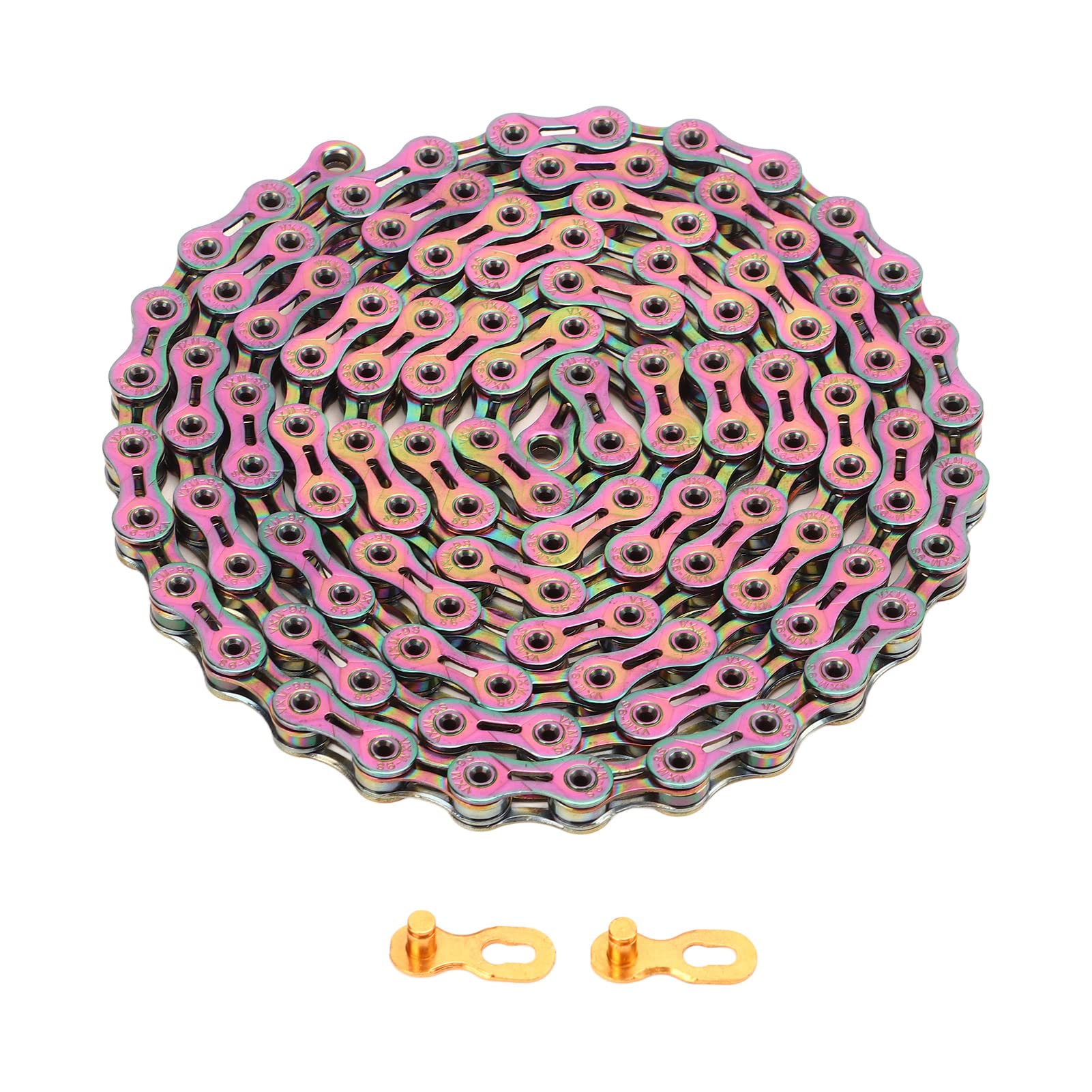 Catena per bici a 9 velocità Acciaio al carbonio Resistente all'usura Stabile Sicuro Catena per bicicletta elettrolitica colorata Accessori di ricambio per cambio fluido e