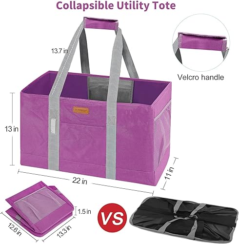 Miniatura 6 de Bolsa de alimentos reutilizable, bolsa tote extragrande para mujeres, plegable, bolsa de la compra grande para alimentos, almacenamiento, pícnics,