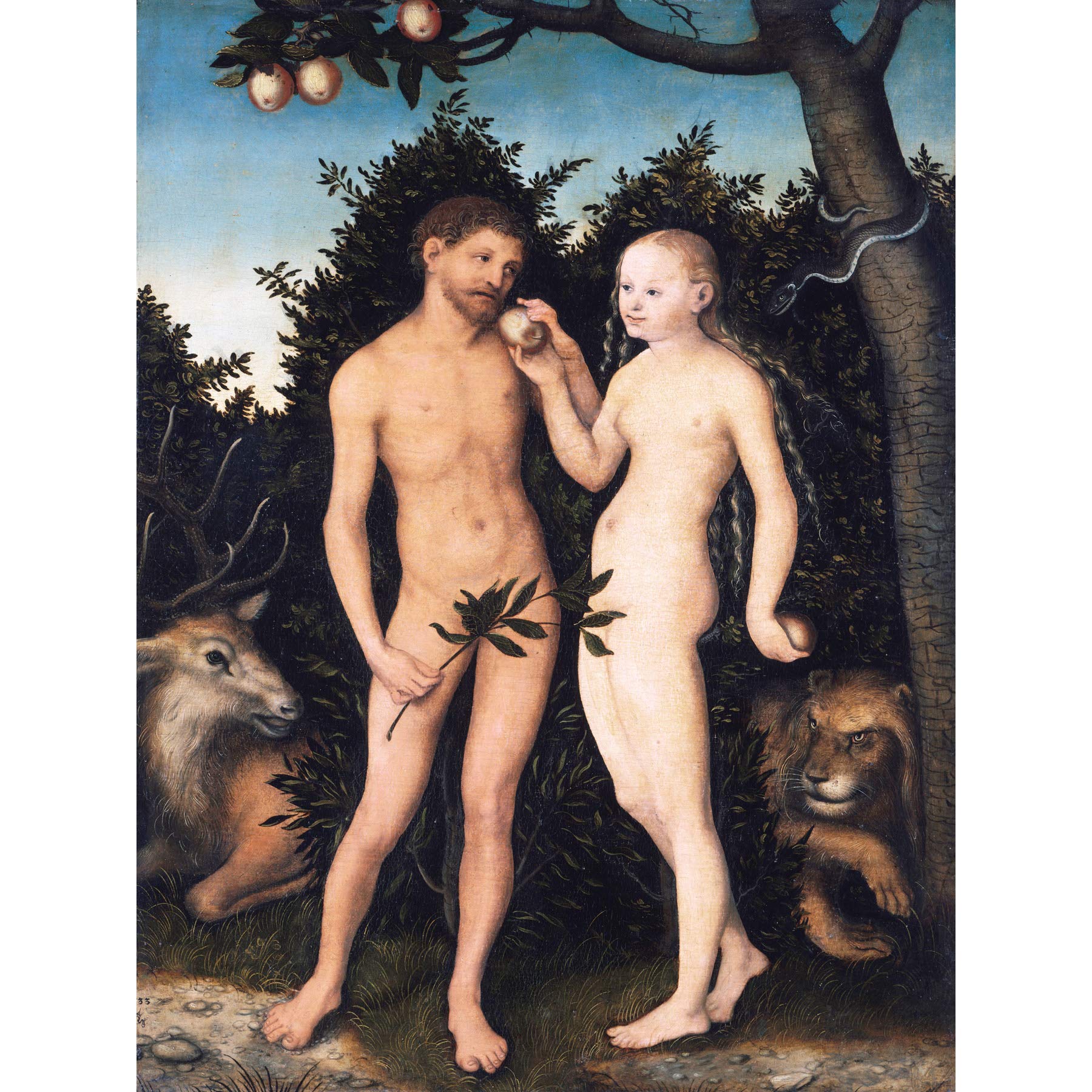 Lucas Cranach The Elder Adam Und Eva Im Paradies Sundenfall Large Art Print Poster Wall Decor Premium Mural