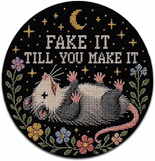 Funny Opossum Mouse Pad, Opossum Possum Gifts for Women, Fake It Till You Make It Moody Possum Floral Mouse Pads Mousepads for Home Office Dorm Computer Desk Decor, 8.7x8.7 inches