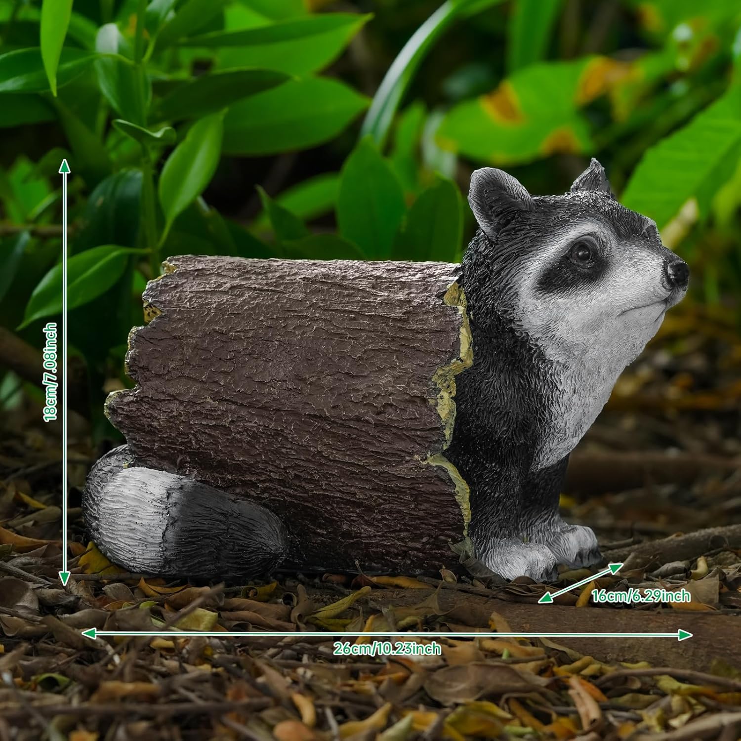 Garden 10.2 Raccoon Statue, Cute Outdoor Raccoon Decor, Resin Realistic Figurine, Animal Themed Garden Accent Art, Landscape Accent Gift Sculpture for Yard Patio Lawn Art