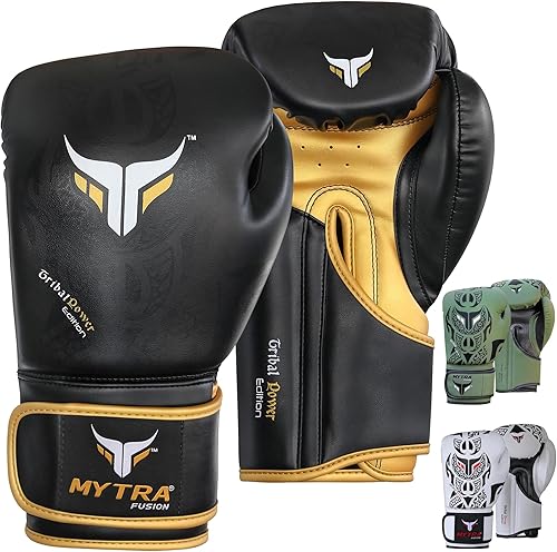 Mytra Fusion Guantes de boxeo profesionales de entrenamiento, guantes de kickboxing para hombres y mujeres, guantes de saco de boxeo, guantes de