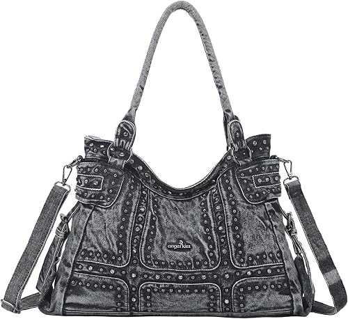 Kiss Sac a Main Femme Grand Sac Hobo en denim pour femme V Angel