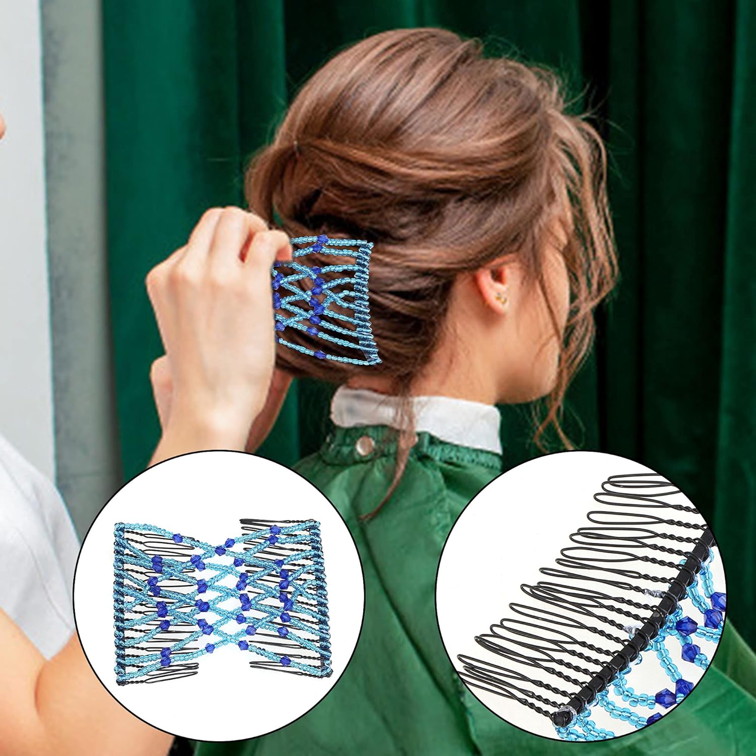 Aethland 6 Pieces Magic Hair Comb Elastic Beaded Hair Clips Women Stretchy Bride Double Slides Hairpins Combs for Women Ladies Girls DIY Hair Styling Accessories : Beauty & Personal Care