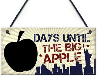 RED OCEAN Chalkboard Holiday Countdown Days Until New York Big Apple America Hanging Plaque Sign