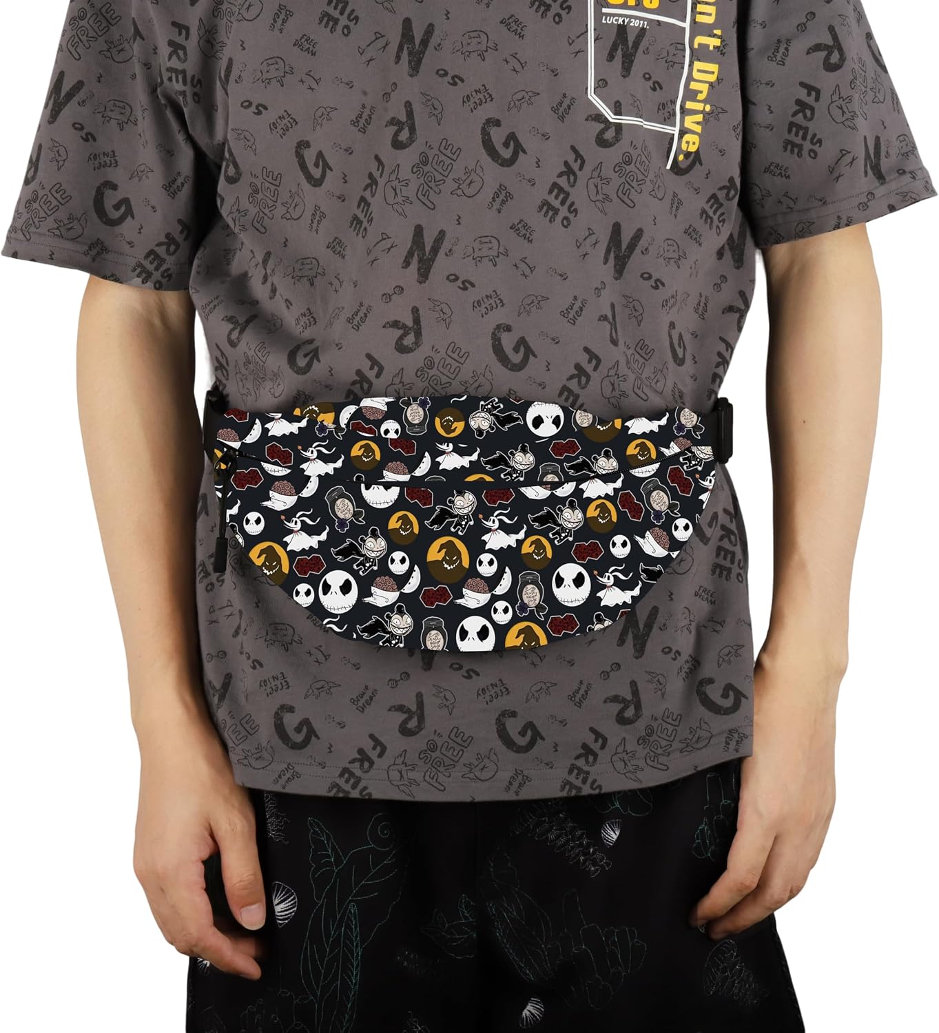 CMNIM Jack And Sally Fanny Pack Horror Movie Gifts for Fans Zero Dog Gifts Skellington Crossbody Waist Bag Gothic Belt Bag (25625 Before W)