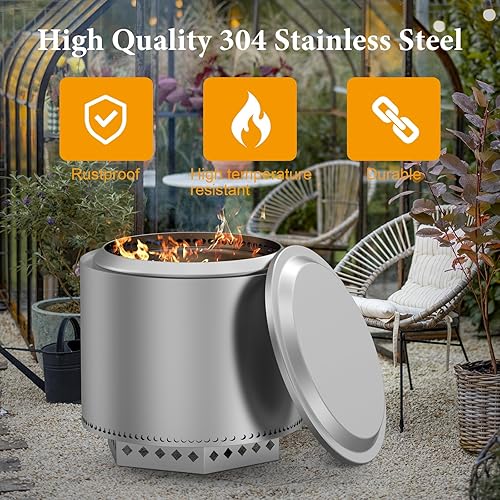 Miniatura 4 de Tapa para hoguera con tela Oxford 600D, cubierta para fogata individual Yukon de 27 pulgadas, accesorios portátiles de acero inoxidable para