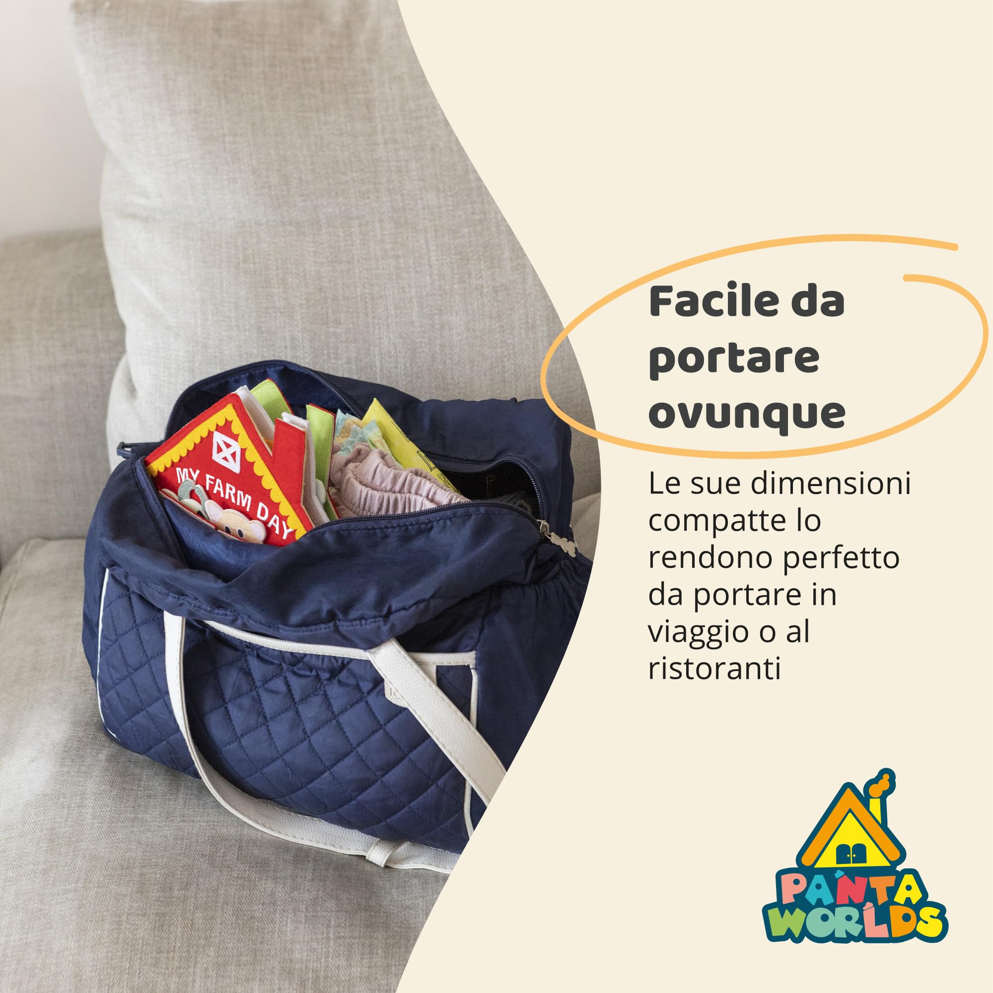 Pantaworlds | Libro Montessori Interattivo per Bambini 0-1-2-3-4-5 Anni My Farm Day, Quiet Book in Feltro, Libro Sensoriale, Gioco Educativo | Idea Regalo Bambini | Certificato CE | Fattoria
