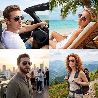 2 Pairs Pilot Style Sunglasses Women Men, Black and Brown, Classic Teardrop Sunglasses, Retro 80s Metal Frame with UV Protection Stylish Sunglasses for Outdoor