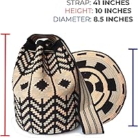 Vista 2 de Traditional WAYUU Bag, Original Crochet Crossbody, Handmade Colombian Bucket Bag, Ethical Purse, Artisanmade Mochila.