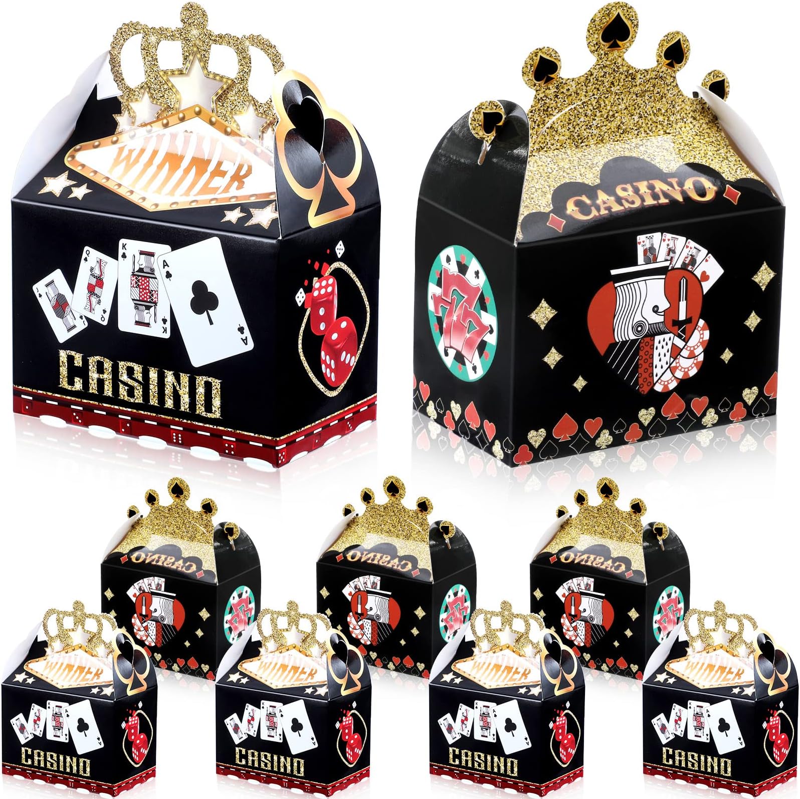 Zonon 40 Pcs Casino Boxes for Party Favors Casino Theme Party Decorations Las Vegas Theme Crown Poker Gift Bags for Las Vegas Game Night Supplies