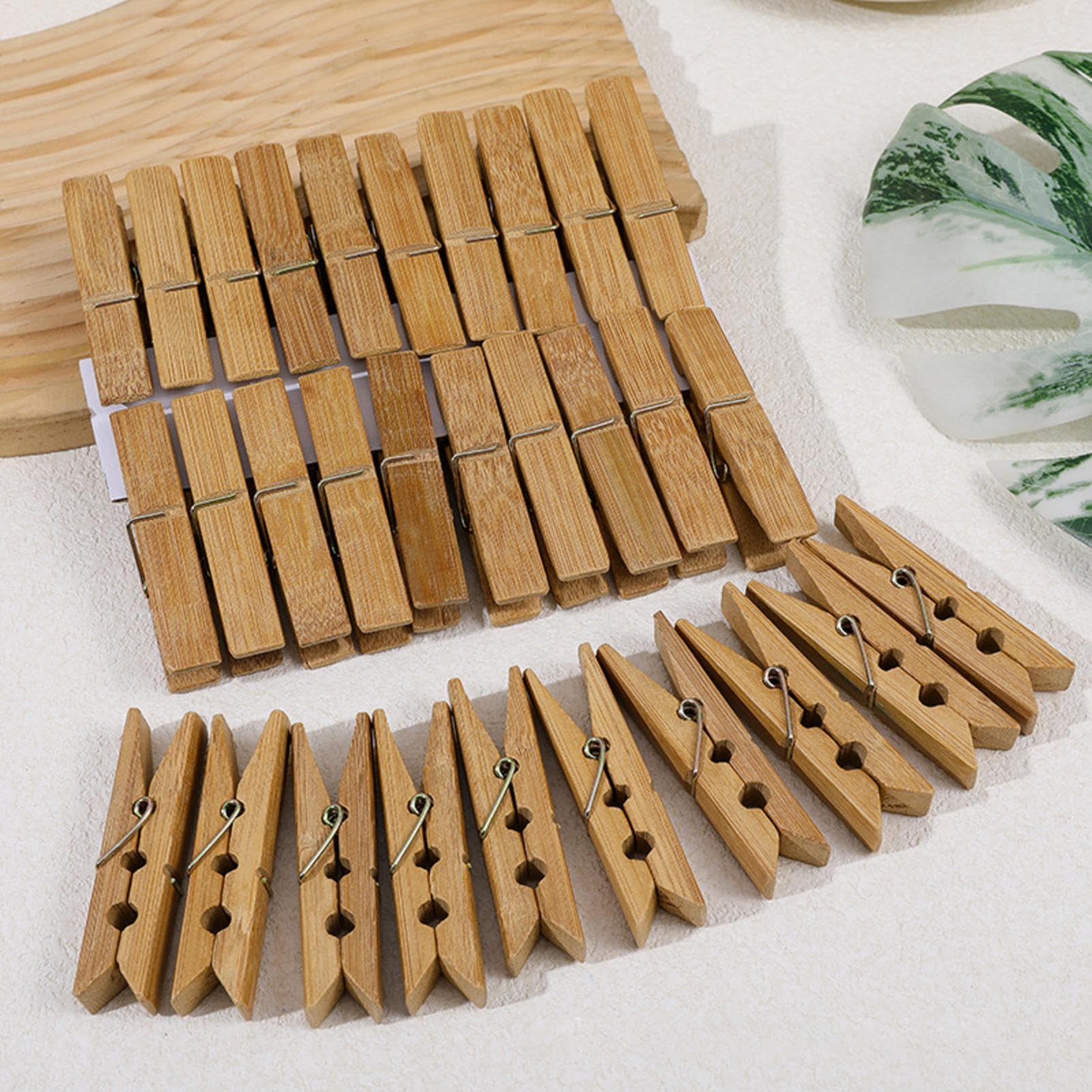 Mollette grandi in legno, confezione da 60 mollette in legno con filo stretto, resistenti, per asciugare e decorare foto, vestiti, asciugamani, calze, biancheria intima