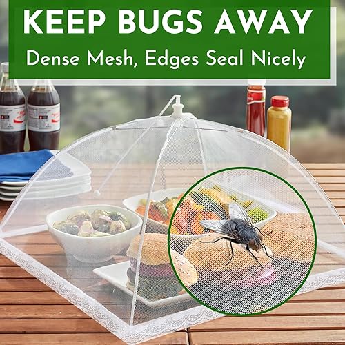 Miniatura 3 de Cubiertas de malla para alimentos para exteriores, paquete de 9 unidades, 1 extra grande de 40 x 24 pulgadas y 8 grandes de 17 x 17 pulgadas,