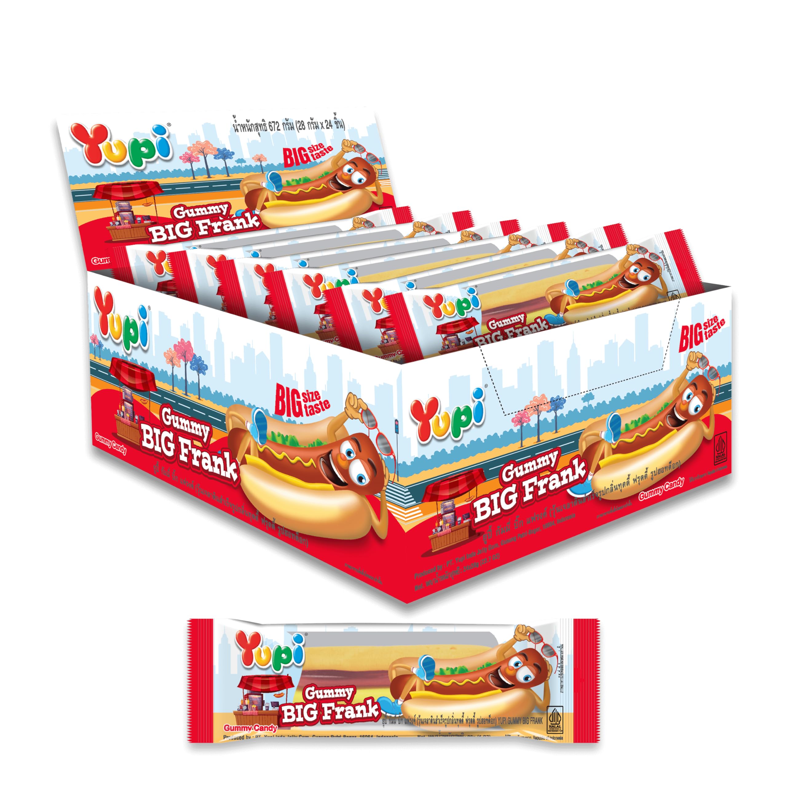 Yupi Big Frank Gummy Candy, 28g, Pack of 24 Pcs, Individually