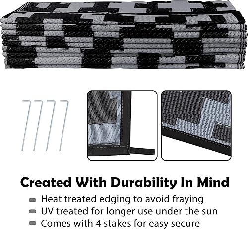 Miniatura 4 de SAND MINE - Alfombras reversibles, alfombra de pajillas de plástico, alfombra de área moderna, alfombra grande para suelo y exteriores, vehículos