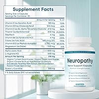 Vista 2 de Suplemento nervioso de apoyo a la neuropatía, con 600 mg de ácido alfa lipoico, complejo B, L-carnitina, apoya la comodidad nerviosa, calma y mejora