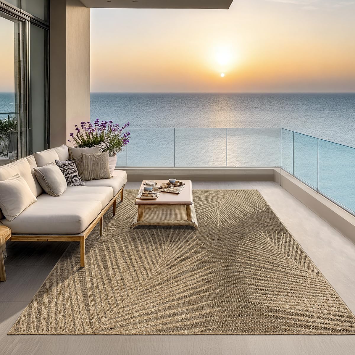 the carpet Kansas - robust indoor and outdoor carpet in natural jute look, weatherproof, suitable for patio and garden, approx. 60 x 90 cm