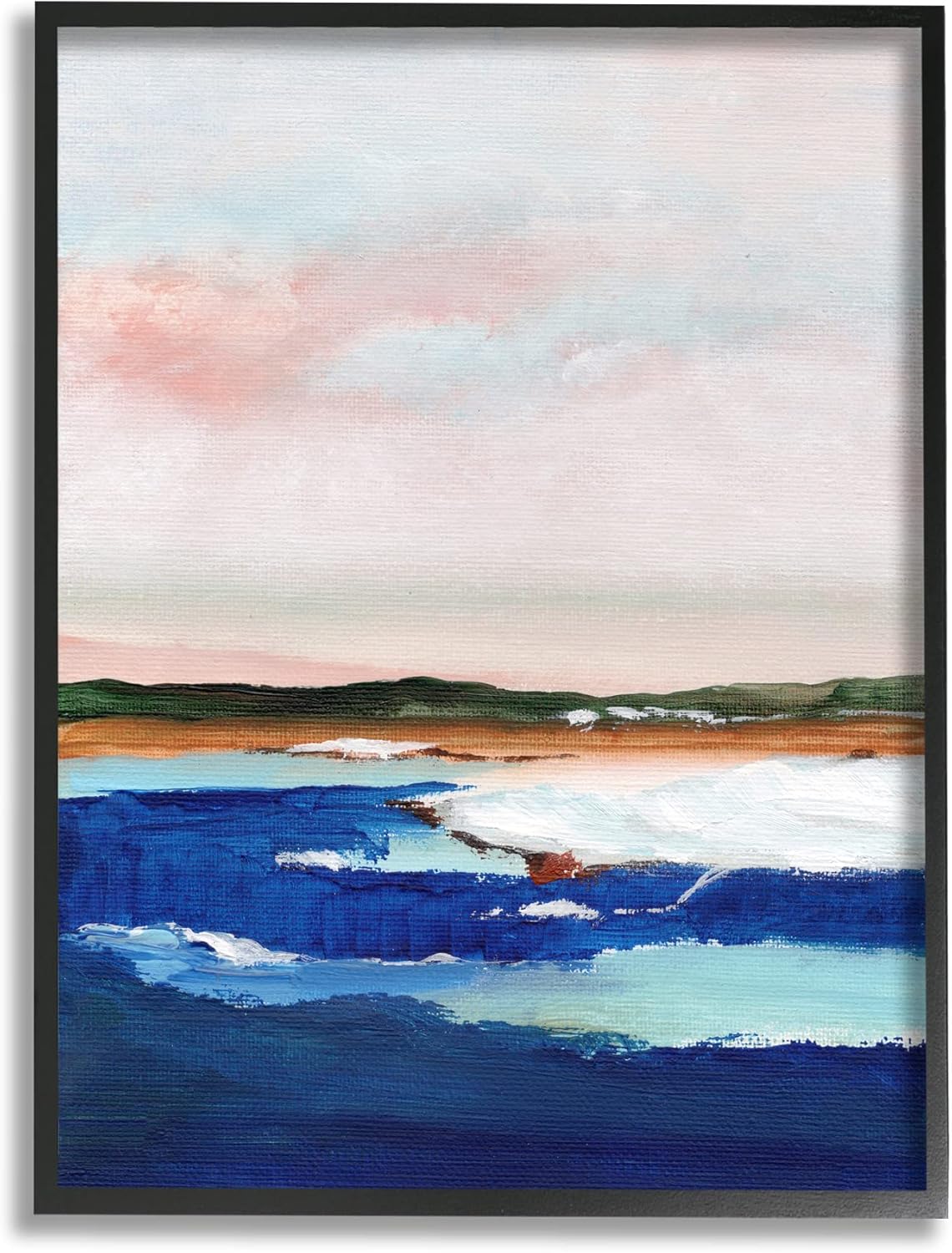 Stupell Industries Distant Land Ocean Waves Painting Framed Wall Art, Design by Nikita Jariwala