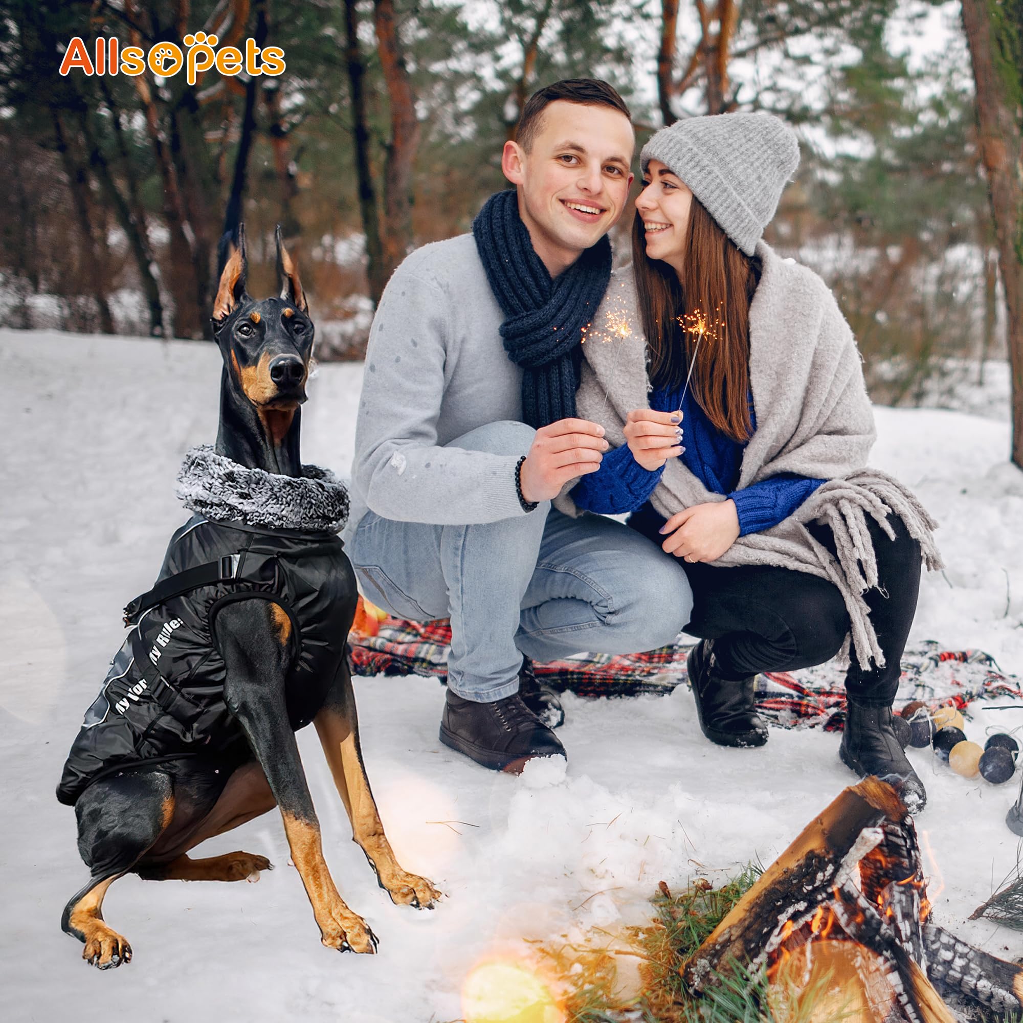 ALLSOPETS Abrigo para Perro Impermeable con Arnés Integrado y Bandas Reflectantes, Chaqueta de Invierno Cálida para Perros Medianos y Grandes (Gris Pizarra, 5XL)