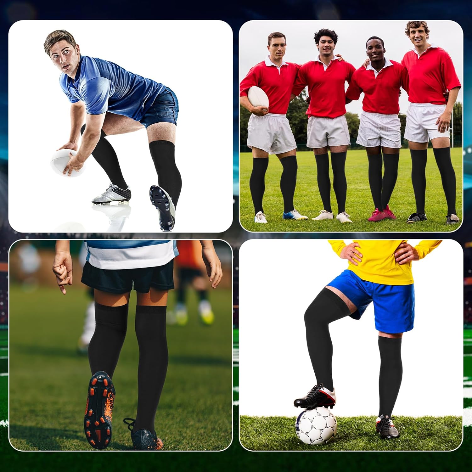 Hicarer 6 Pairs High Baseball Socks over Knee Football Softball Sock Youth Combo Long Sport Men Tube Socks Women - Image 4
