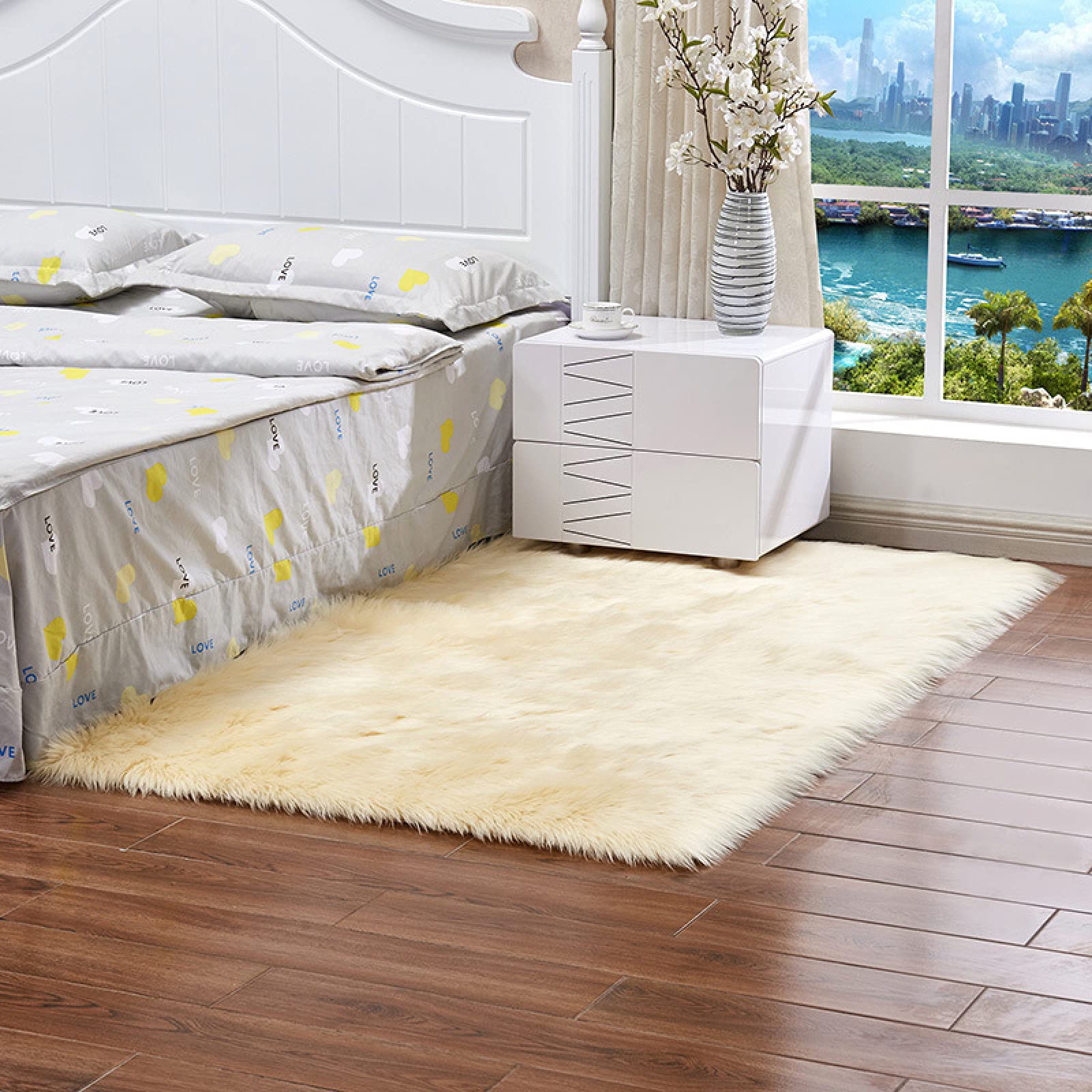 Housse de siège fausse peau de mouton premium, jeté de canapé 70x180cm