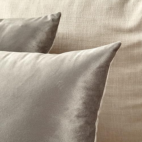 Miniatura 5 de Yonous Juego de 4 fundas de cojín decorativas de terciopelo suave para sofá, dormitorio o automóvil, 18 x 18 pulgadas, gris